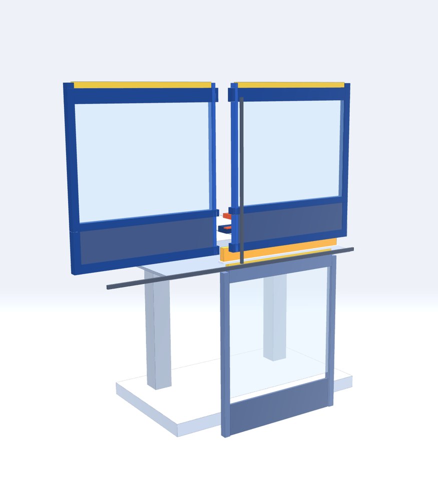 A curtain wall assembly in 3D